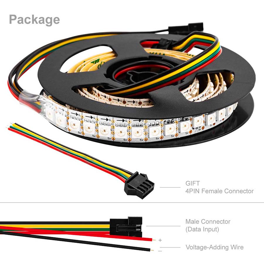 APA102 RGB DC5V 144LEDs/m Addressable RGB Led Strip - 1m/3.28 ft per roll APA102 RGB DC5V 144LEDs/m Addressable RGB Led Strip - 1m/3.28 ft per roll